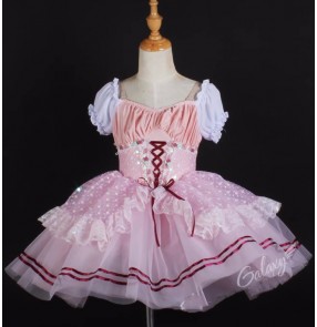 Pink Girls ballet dance dresses toddlers tutu skirts ballerina ballet performance costumes jazz dance princess dress for kids